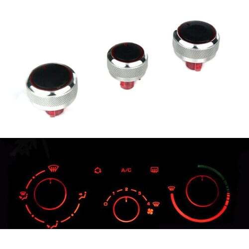3x Silver A/C Heater Switch Button Knob Dials Cover Trim For 2000-2011 Peugeot 206 207