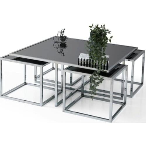 Kante Chrome Plated (1 Medium, 4 Side) smoked Mirrored coffee table Set coffee tables table basse furniture living room table
