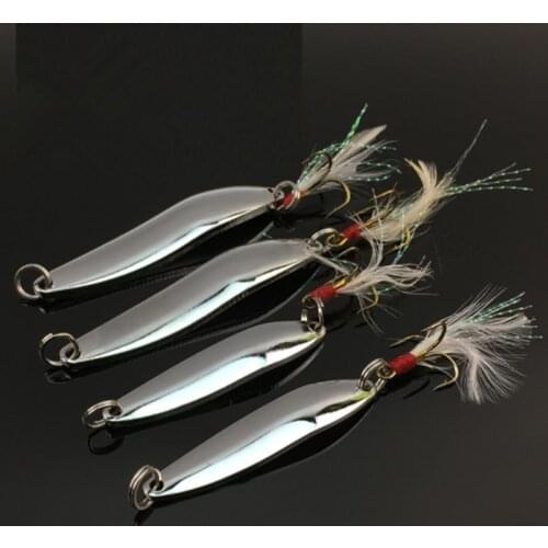 1Pcs 5g/7g/10g/13g Metal Fishing Lure Spoon Sequins Spinner with Feather Hard Bait For Sea lake lure Tool Wobblers