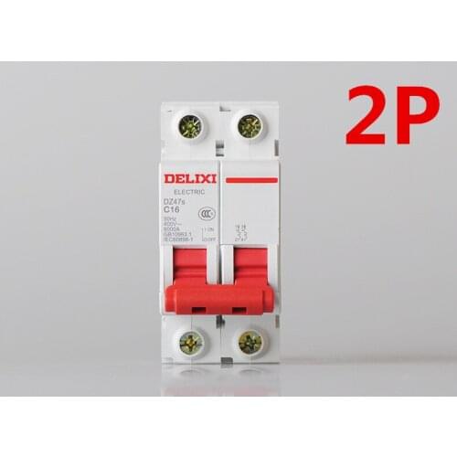 DELIXI Mini Circuit Breaker MCB D Type DZ47 2P 1A 2A 3A 6A 10A 16A 20A 25A 32A 40A 50A 63A 80A 100A 125A