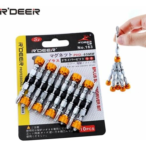 10pcs Strong Magnetic Bit Set 65mm Phillips S2 Double Head Screw Driver With Magnet Ring PH2 Hex Shank Electric Screwdriver Bits