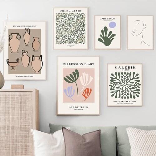 Coral Flower Matisse William Morris Wall Art Canvas Painting Nordic Posters And Prints Abstract Pictures For Living Room Decor