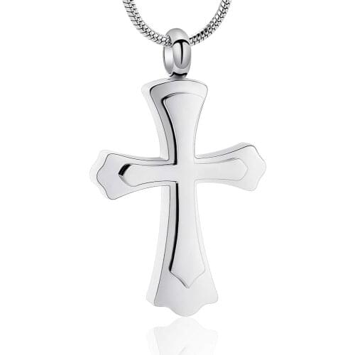 Stainless Steel Cross Cremation Jewelry Ashes Memorial Urn Pendant Necklace for Ashes Keepsake Jewelry