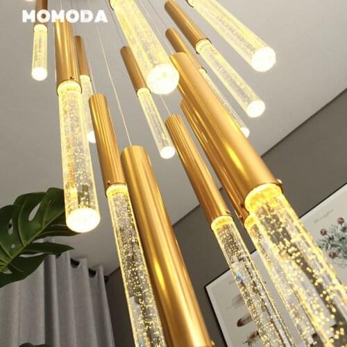 Nordic LED Chandeliers Lighting Modern Metal Crystal Bubble Gold Pendant Hanging Lamps Bedroom Living Room Staircase Lights