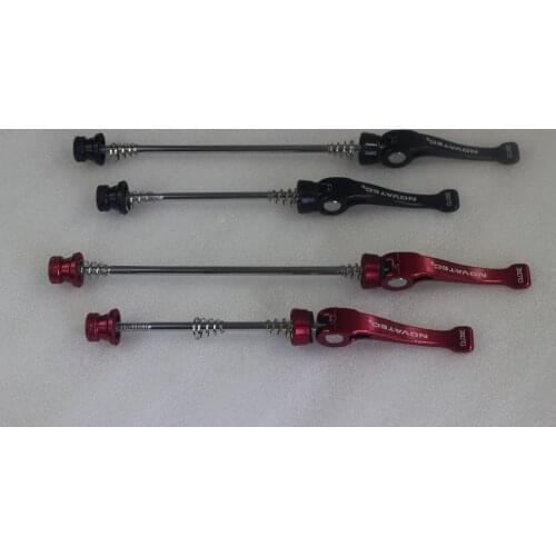 Novatec QR205 Alloy CrMo Quick Releases Front 74mm Rear 130mm Black Red QR Skewers, for Folding Small Wheel road bicycle hubs