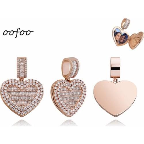 New Flip Collection Love DIY Custom Photo Frame Pendant Full of Zircon Jewelry Hip Hop Necklace Couple Fashion Accessories