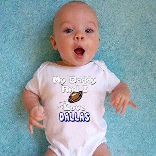 New Casual Newborn Baby Boy Girl Short Sleeve Letter My Daddy And I Love Dallas Cotton Romper Baby Jumpsuit Clothes