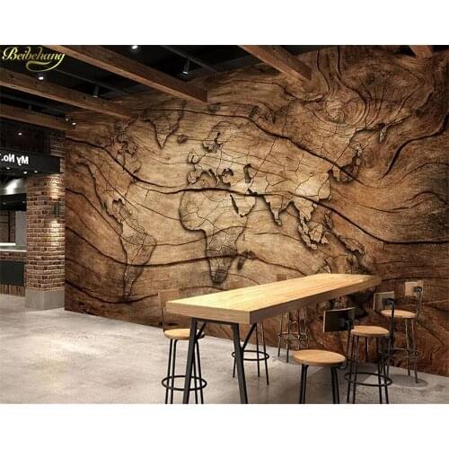 Beibehang Custom wallpaper vintage wood grain world map background wall papel de parede wall papers home decor 3d wallpaper