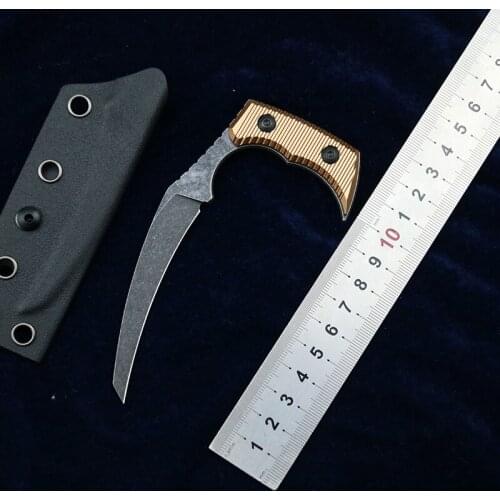 LEMIFSHE D2 Blade Aviation Aluminum Handle Fixed Blade Hunting Tactical Knife KYDEX Sheath Survival EDC Tool