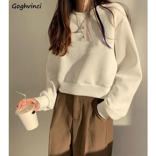 Autumn No Hat Hoodies Women Sweet Student Baggy Ulzzang Female Harajuku Streetwear All-match Vintage Elegant Cropped Cozy New