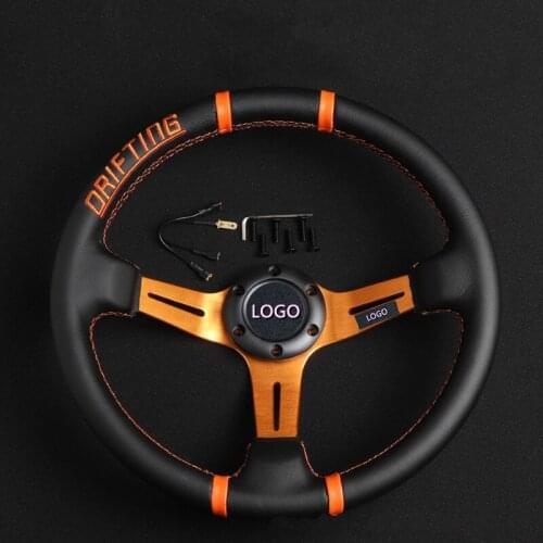 Refitting 14 Inch 350mm Racing Leather PU New Universal Steering Wheel