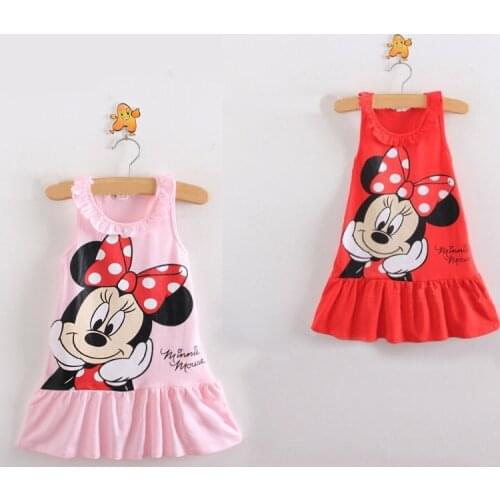 Baby Girl Dress 2021 Summer 100% Cotton Tops Sleeveless Dress Cartoon Fashion Dress Baby Girl Cartoon Tops Dressd