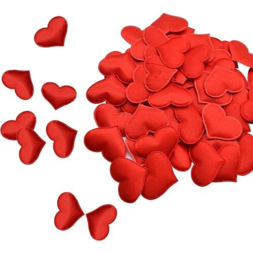 100Pcs 35mm Romantic Sponge Satin Fabric Heart Petals Wedding Confetti Table Bed Heart Petals Wedding Valentine Decoration