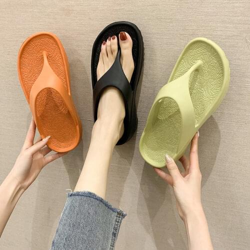 Thick Bottom Platform Sea Flip-Flop Thong Sandals Summer Shoes Soft Bathroom Slippers Pillow Slides Outdoor Indoor Shoes Women