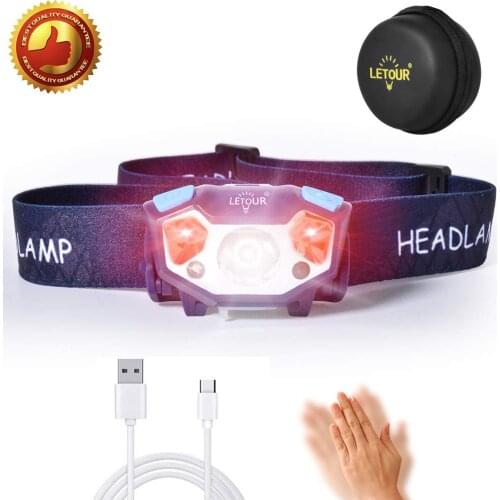 Q5 LED Headlight Mini flashlight lantern USB Rechargeable powerful Head lamp Gesture Sensor Waterproof head torch for Camping