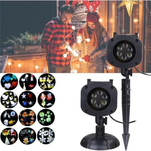 12 Patterns 4W LED Remote Projector Stage Light Moving Laser Spotlightt Christmas Garden Outdoor Waterproof Holiday Lighting