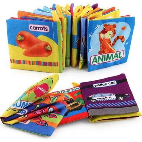 Cloth Baby Book Children Early Learning Educational Toy Cartoon Animal Traffic Car Number Fruit Vegetable Cognize Books