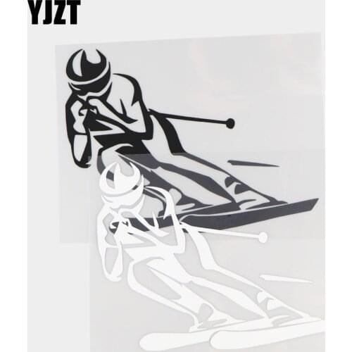 YJZT 18×13.5CM Fashion Skier Vinyl Decal Creative Car Sticker Black/Silver 20A-0397