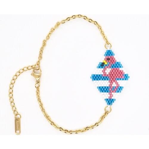 Miyuki Mizhu Handwoven Lady Simple Flamingo Animal Design Bracelet