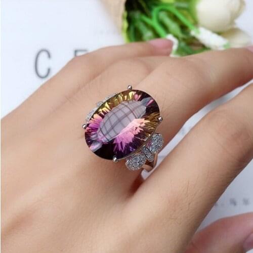 Rainbow Topaz Promise ring 925 Sterling silver Engagement Wedding Band Rings for women Bridal Luxury Finger Jewelry Gift