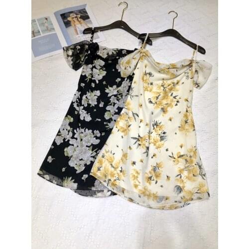 Dress womens summer 2021 new European goods flower print age reduction sling fashion temperament elegant dress trend