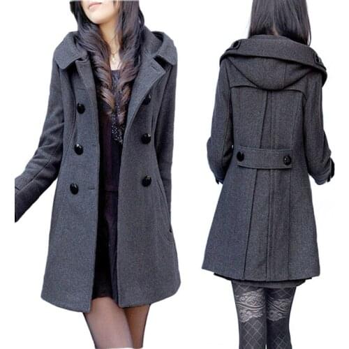 Winter Coat Women Korean Style Woolen 2021 Fashion Womens Loose Large Long Coat Wool Jacket Female Oversize Hooded Wool Overcoat