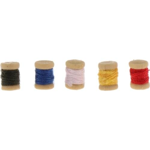 1:12 Miniature Multicolor Thread Spool Tools - Dollhouse Accessories Sewing Kit