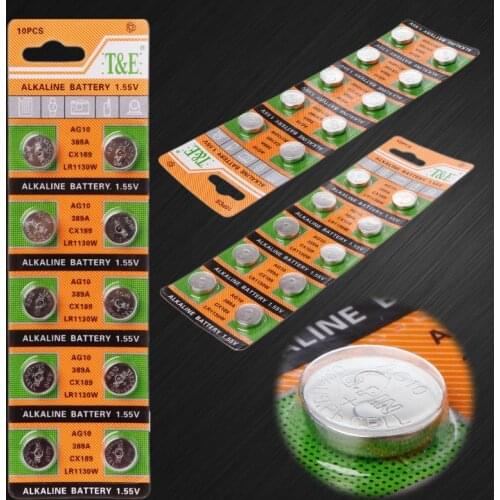 10PCS Button Coin Cell Battery AG10 1.5V Watch Batteries SR54 389 189 LR1130 SR1130 Toys Control Remote