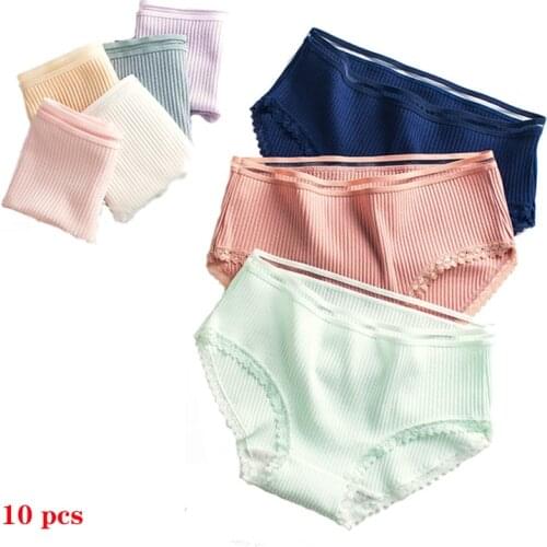 10pcs/lot Sexy Womens Panties Lace Seamless Underwear Women Cotton Underwear Female Elastic Breathable Ladies Briefs