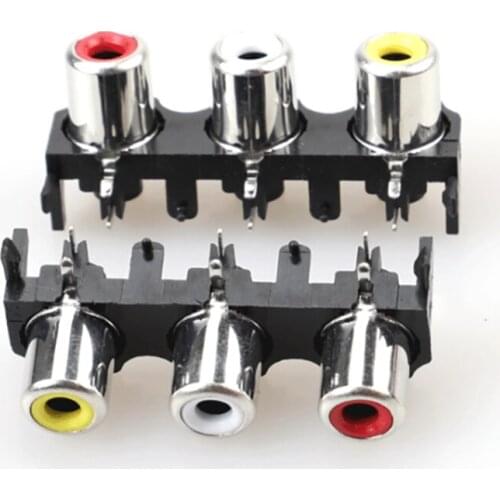2/6/12 pcs RCA female stereo audio jack AV 3-hole yellow, white and red 15MM audio input socket connector