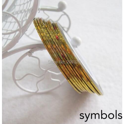 2pcs Laser Gold Adhesive stripping tape nail art metalic yarn nail art sticker