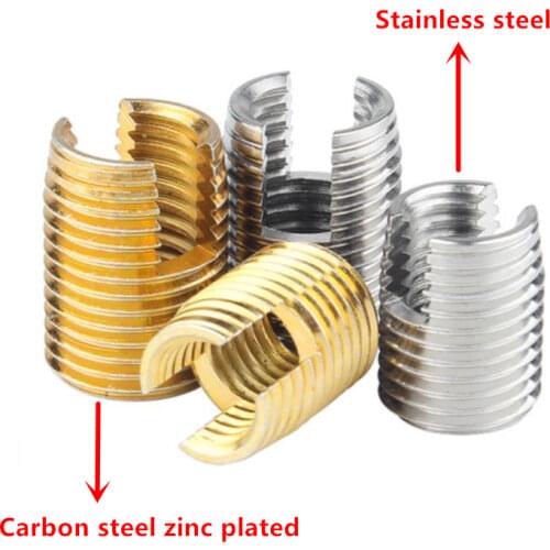 20pcs 10pcs 2pcs M2 to M16 stainless steel Threaded Inserts Metal Thread Repair Insert Self Tapping Slotted Screw Threaded