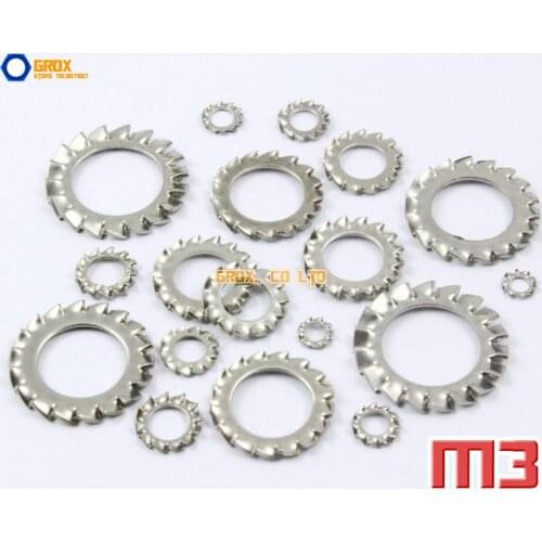 300 Pieces M3 304 Stainless Steel External Serrated Shakeproof Washer Lock Washer