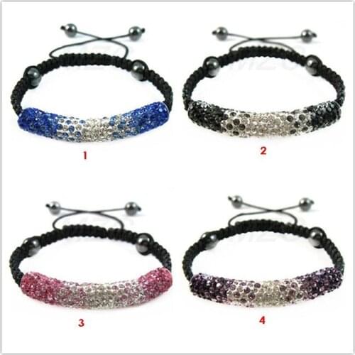 5*1cm 4 Pcs/lot Clay Micro Pave Tube Bending crystal Bracelet Free Shipping CVB2244 Fashion Bracelets Christmas