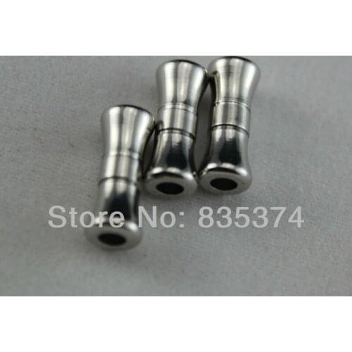 50 Sets Imitation Rhodium Plated Cylindrical Magnetic Clasps 15x5mm Inner Hole 3mm