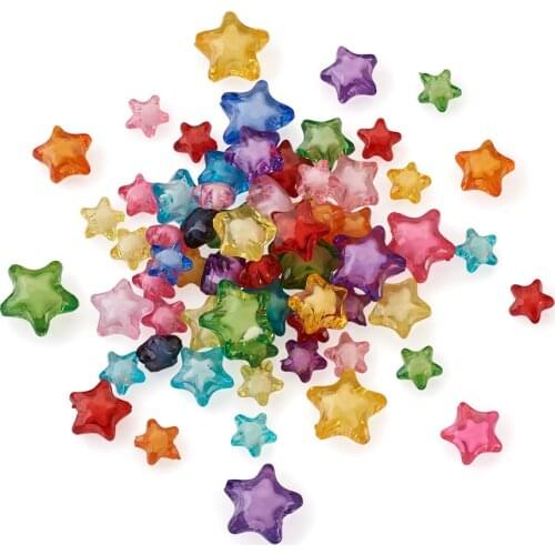 500pcs Star Transparent Acrylic Bead Loose Spacer Mixed Color Bead in Bead For Jewelry Making DIY Bracelet Necklace Accessories