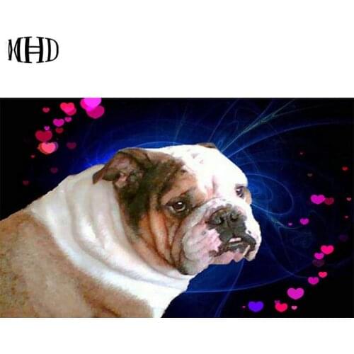 5D DIY Diamond Embroidery Dog Full & Round Diamond Painting Cute Dog Diamond Cross Stitch Mosaic Crystal Picture Decoration Kit