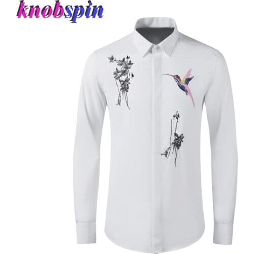 Brand 2020 Spring Summer Shirt men Casual Slim Long sleeve Chemise homme Elegant Embroidery Business male dress Shirts plus size