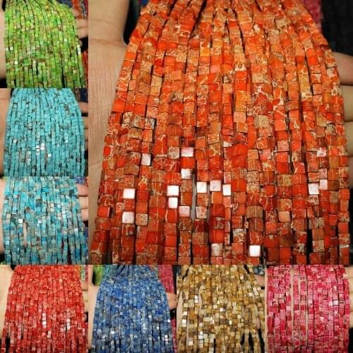 32 Colors Natural Semi-precious Stones Loose Beads Square Beads 4x4mm Beaded DIY Making Bracelet Necklace Jewelry Accessories