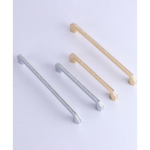 All Metal Cabinet Handles and Pulls with Crystal Drawer/Furniture Knobs with Screws Euro Style,Bundle Sale Gold Polished Chrome
