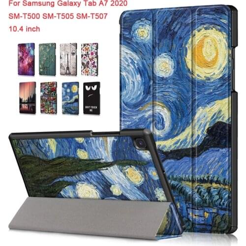 Colorful printed case For Samsung Galaxy Tab A7 2020 SM-T500 SM-T505 SM-T507 10.4" Slim Folding Stand Cover with Auto Wake Sleep
