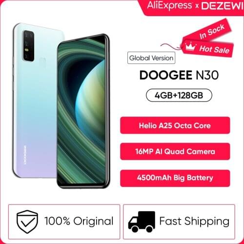 DOOGEE N30 Full Netcom 6.55" Screen Quad Camera 4GB 128GB ROM Helio A25 Octa Core Global Version Cellphone 4500mAh Large Battery