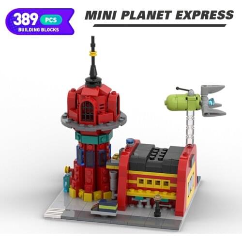 Moc City Buildings Mini Planet Express Sterne Filme Series Spaceship Street View Building Blocks Model Toys for Children Gifts