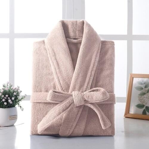 Cotton Bathrobe Men Long Terry Bath Robe Kimono Men LightWeight Towel Fleece Bathrobe Plus Sleepwear Women Dressing Gown