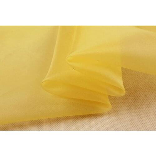 Howmay 100% pure silk fabric organza 6m/m 140cm 45" bright yellow 30# solid color for costume decoration curtain
