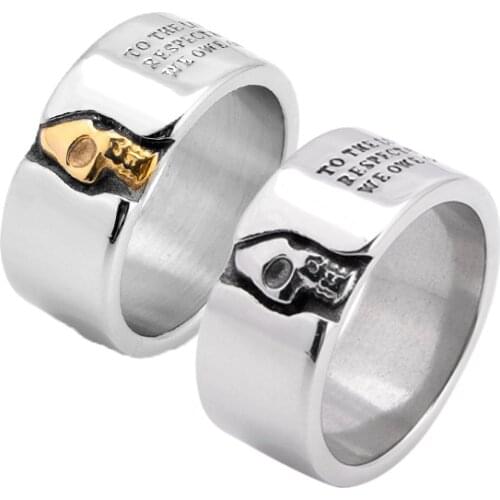 Creative Vintage Skull Head Male Scripture Rings for Men Punk Style Party Gothic Finger Rings Jewelry Gift