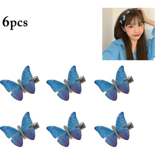 Coxeer 6Pcs/Set Creative Women Hair Clips Cute Fashion Butterfly Decor Hair Pin Hair Barrette For Women Girls Hair Accessories
