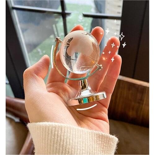 Round Clear Cute Crystal World Map Earth Globe Office Desk Decor Crafts Glass Sphere Balls Art Globe Toy Gift Educational Tool