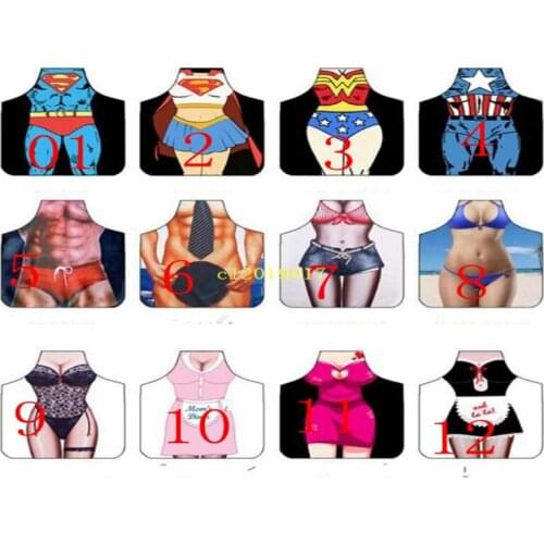 Cooking Kitchen Apron Sexy Funny Dinner Party Baking Apron BBQ Polyester Apron For Woman Men Cartoon Home Kitchen Tools Aprons F