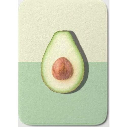 HOT Bathroom Rugs Avocado Half Slice Bath Mat Flannel Absorbent Non Slip Doormat for Entrance Door Bathroom Carpet